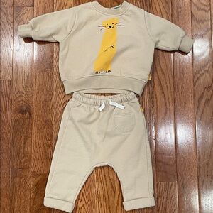 Mon Coeur Beige and Yellow Baby Outfit 3-6 months